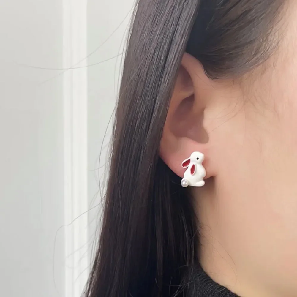 Asymmetric Heart and Rabbit Earrings - Picture 3 of 6